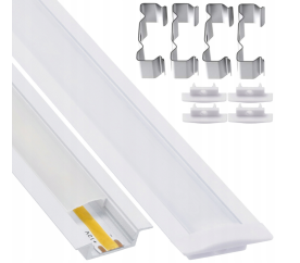 LED hliníkový profil zapuštěný 2m bílý - sada