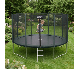 Aga SPORT PRO Trampolína 366 cm Tmavě zelená + ochranná síť + žebřík - II. JAKOST