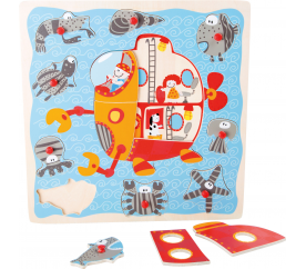 Small Foot Dřevěné vkládací puzzle ponorka
