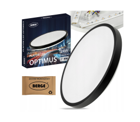 Stropní kulatý LED panel - 24W - 1920lm - černý - neutrální bílá