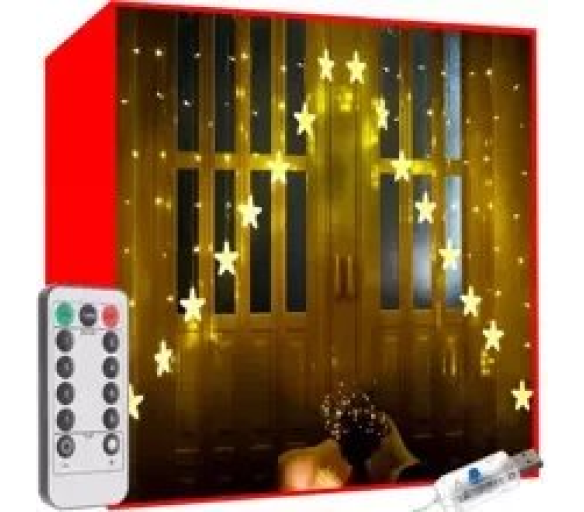 Světelný závěs 136 LED USB s dálkovým ovládaním teplá bílá KS19738