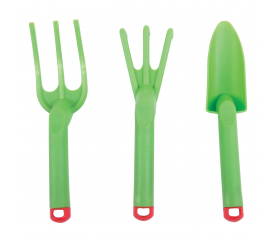 Bigjigs Toys Zahradní set nářadí plastový zelený 3ks