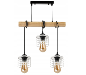 Závěsné stropní svítidlo LED dřevěný trám 3xE27 Lustr Spring bílý