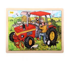 Bigjigs Toys Dřevěné puzzle traktor 24 dílků
