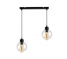 LED stropní závěsné svítidlo 2xE27, průhledná koule, žárovka