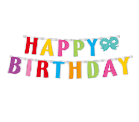 Aga4Kids Banner s nápisem Happy Birthday s mašli 160 cm