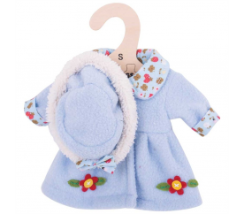 Bigjigs Toys Modrý kabátek s kloboučkem pro panenku 28 cm