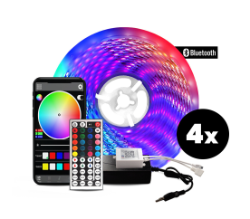 Aga 4x Bluetooth RGB LED pásek 5m + ovladač + zdroj