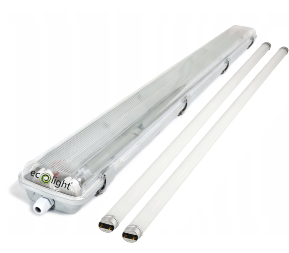 Svítidlo ECOlight + 2x LED trubice - G13 - 120cm - 18W - 1800lm studená bílá - SADA