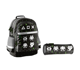 Paso Školní set tříkomorový batoh + pouzdro Game