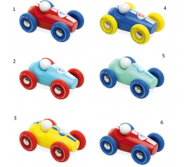 Vilac Dřevěné závodní mini auto 1 ksčervené s modrými koly