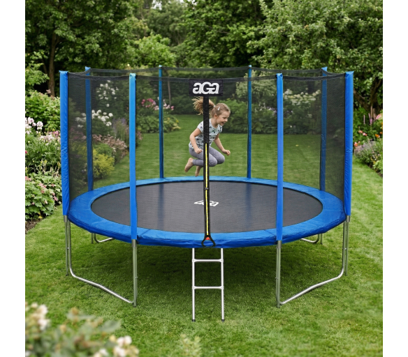Aga SPORT PRO Trampolína 366 cm Modrá + ochranná síť + žebřík - II. JAKOST