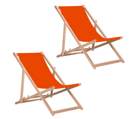 Aga 2x Dřevěné skládací lehátko Oranžové