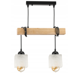 LED závěsné stropní svítidlo, dřevěný trám, 2xE27, Lustr Milk Cube