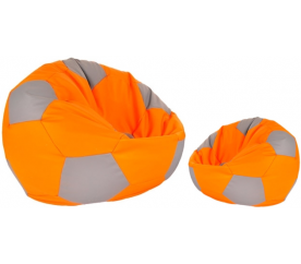 Aga Sedací pytel BALL XXXL Šedá - Oranžová + podnožník