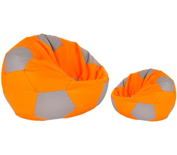 Aga Sedací pytel BALL XXXL Šedá - Oranžová + podnožník