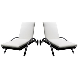 Aga 2x Zahradní polohovací lehátko LOUNGE polyratan Černé