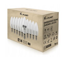 10x LED žárovka E14 svíčka 8W 700lm - studená bílá