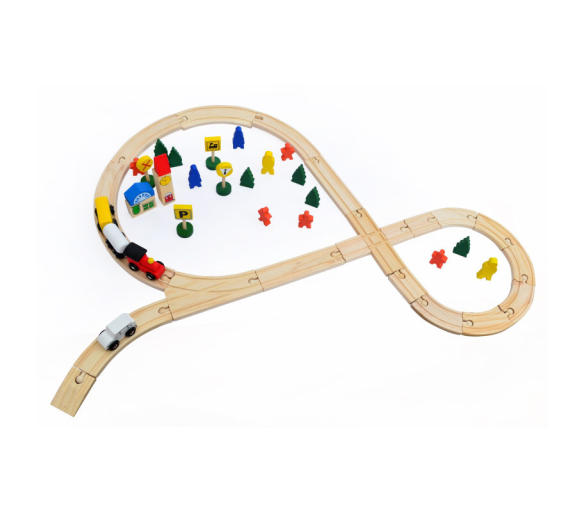 Wooden Toys Dřevěná vláčkodráha 48 dílků 6DZ085 - II.JAKOST