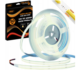 LED pásek COB Neon 24V - 480D - 9W/m - IP20 - 990lm - 50m - studená barva