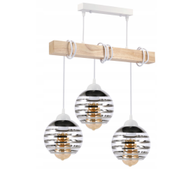 LED závěsné stropní svítidlo, dřevěný trám, 3xE27 loft - bílá
