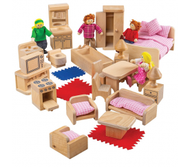 Bigjigs Toys Sada nábytku do domečku a postaviček rodiny