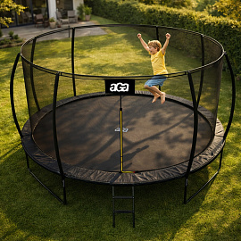 Aga SPORT EXCLUSIVE Trampolína 366 cm Černá + ochranná síť + žebřík - II. JAKOST