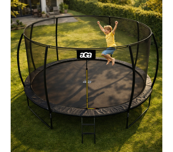Aga SPORT EXCLUSIVE Trampolína 366 cm Černá + ochranná síť + žebřík - II. JAKOST