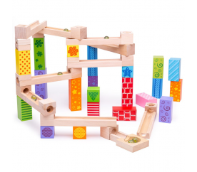 Bigjigs Toys Dřevěná kuličková dráha barevná