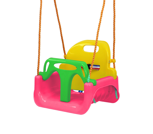 Aga4Kids Dětská houpačka s ohrádkou Růžová/Žlutá