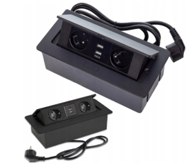 Zásuvkový sloupek pro desku stolu 2x230V + 2xUSB