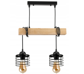 LED závěsné stropní svítidlo dřevěný trám 2xE27 Loft Lustr Spring