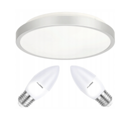 Stropní LED svítidlo SEMO-R SILVER - 2xE27 IP20 + 2x E27 10W svíčka - teplá bílá