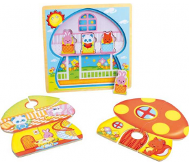 Small Foot Dřevěná hračka vrstvené puzzle Houba