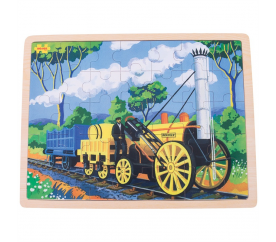 Bigjigs Toys Dřevěné puzzle historický vlak Rocket 35 dílků