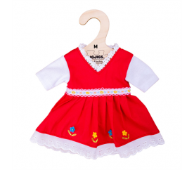 Bigjigs Toys Červené květinové šaty pro panenku 34 cm