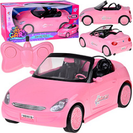 Dálkově ovládané auto Růžový kabriolet Velké auto se světly RC0713 univerzální