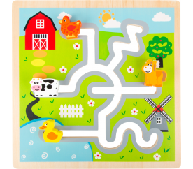 Small Foot Dřevěné posuvné puzzle Farma
