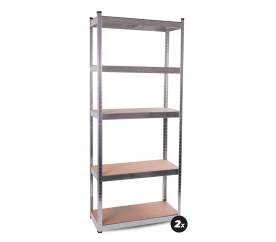 Aga 2x Kovový regál 174x75x30 cm 5 polic