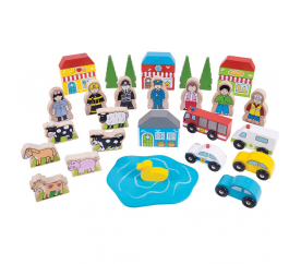 Bigjigs Rail Velká sada příslušenství dřevěné vláčkodráhy