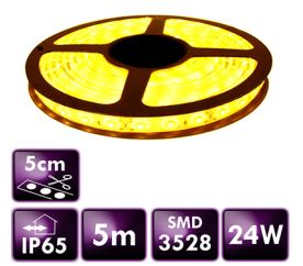 LED pásek - SMD 2835 - 5m - 60LED/m - 4,8W/m - 1200Lm - 12V - IP65 - žlutá