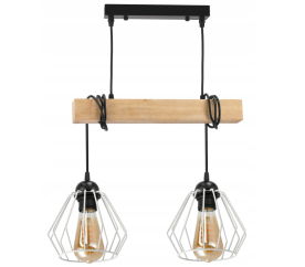 LED závěsné stropní svítidlo, dřevěný trám, 2xE27, Diamond White Lustr