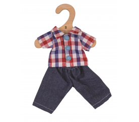 Bigjigs Toys Kostkovaná košile a rifle pro panenku 28 cm