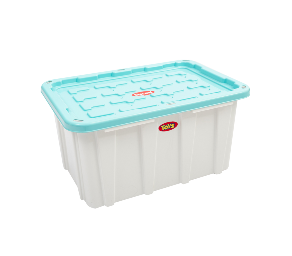 Doloni Úložný box s víkem 75x51x37 Bílý/Tyrkysový