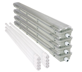 4x Svítidlo + 8x LED trubice - T8 - 120cm - 144W - studená bílá - SADA - ver2