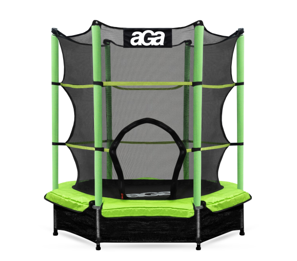 Aga Dětská trampolína 140 cm Světle zelená + ochranná síť