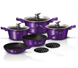 Sada nádobí s mramorovým povrchem 10 ks Royal Purple Metallic Line - BERLINGERHAUS