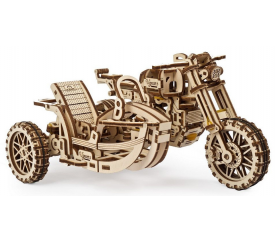Ugears 3D dřevěné mechanické puzzle UGR-10 Motorka (scrambler) s vozíkem