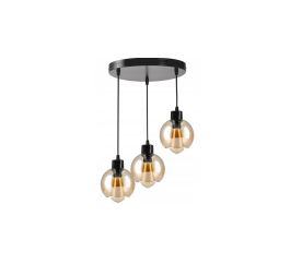 LED stropní svítidlo 3x E27 skleněné jantarové do pokoje