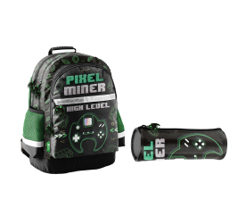 Paso Školní set tříkomorový batoh + pouzdro Game